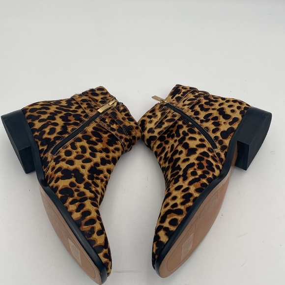 JJill Leopard Print Ankle Boot women 7 cow fur festival Casual office retro boho - Picture 7 of 16